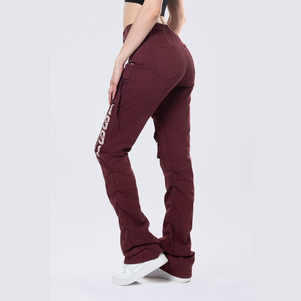 Smoke Rise RED High Rise Stacked Utility Twill Pants - Windsor Wine