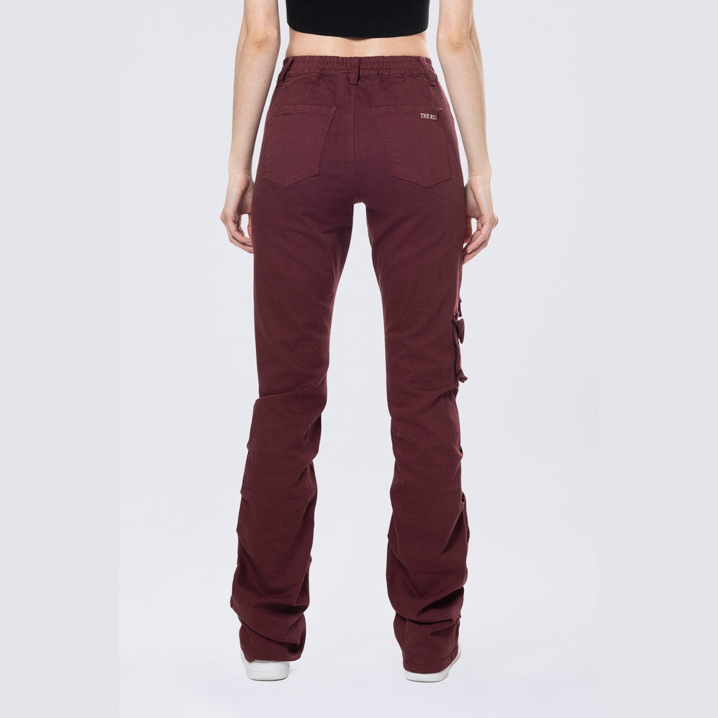 Smoke Rise RED High Rise Stacked Utility Twill Pants - Windsor Wine