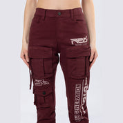 Smoke Rise RED High Rise Stacked Utility Twill Pants - Windsor Wine