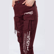 Smoke Rise RED High Rise Stacked Utility Twill Pants - Windsor Wine