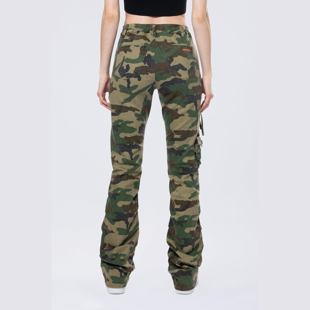 Smoke Rise RED High Rise Stacked Utility Twill Pants - Wood Camo