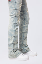High Rise Bootcut Stacked Ripped Jeans - Seville Blue