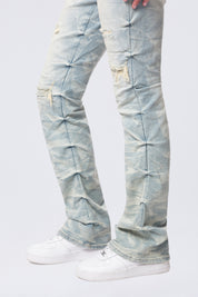 High Rise Bootcut Stacked Ripped Jeans - Seville Blue