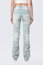 High Rise Bootcut Stacked Ripped Jeans - Seville Blue