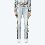 High Rise Bootcut Stacked Mixed Media Jeans