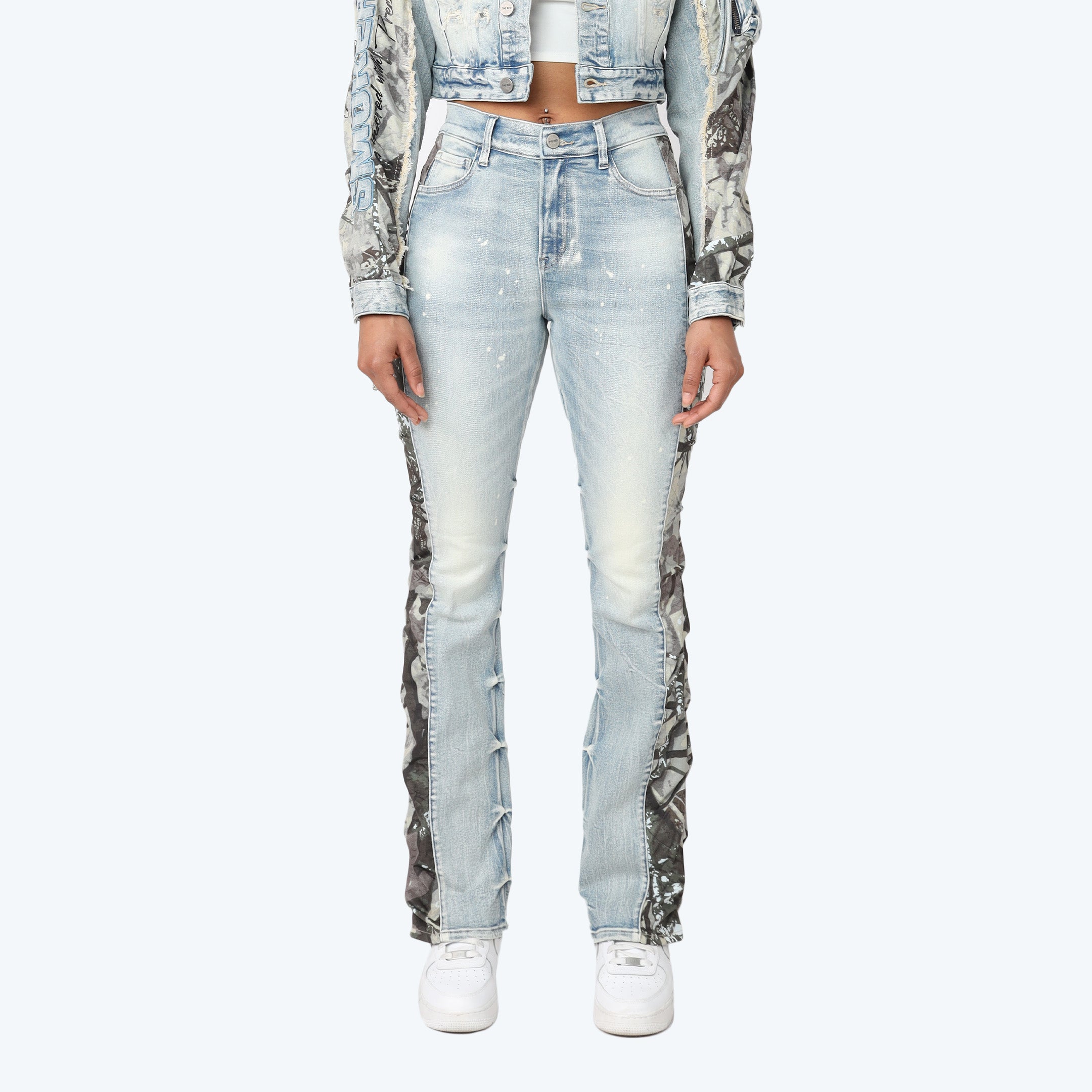 High Rise Bootcut Stacked Mixed Media Jeans