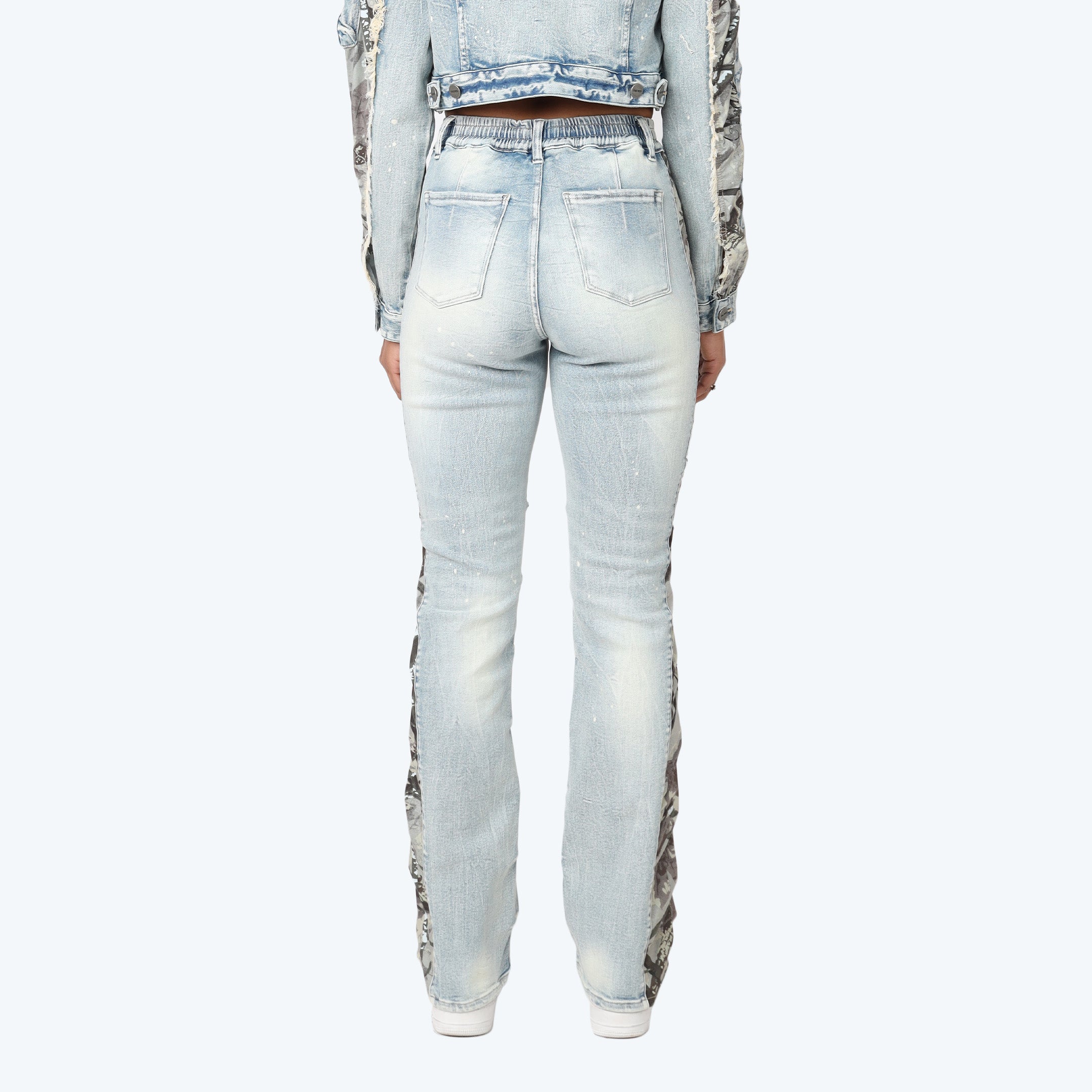 High Rise Bootcut Stacked Mixed Media Jeans
