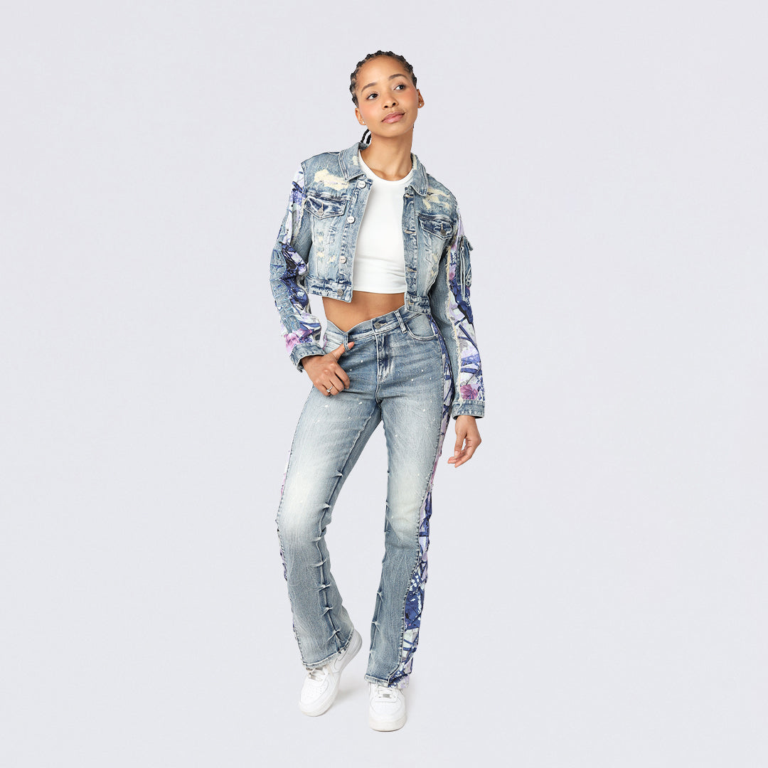 High Rise Bootcut Stacked Mixed Media Jeans