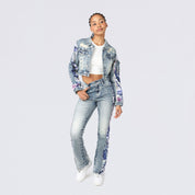 High Rise Bootcut Stacked Mixed Media Jeans