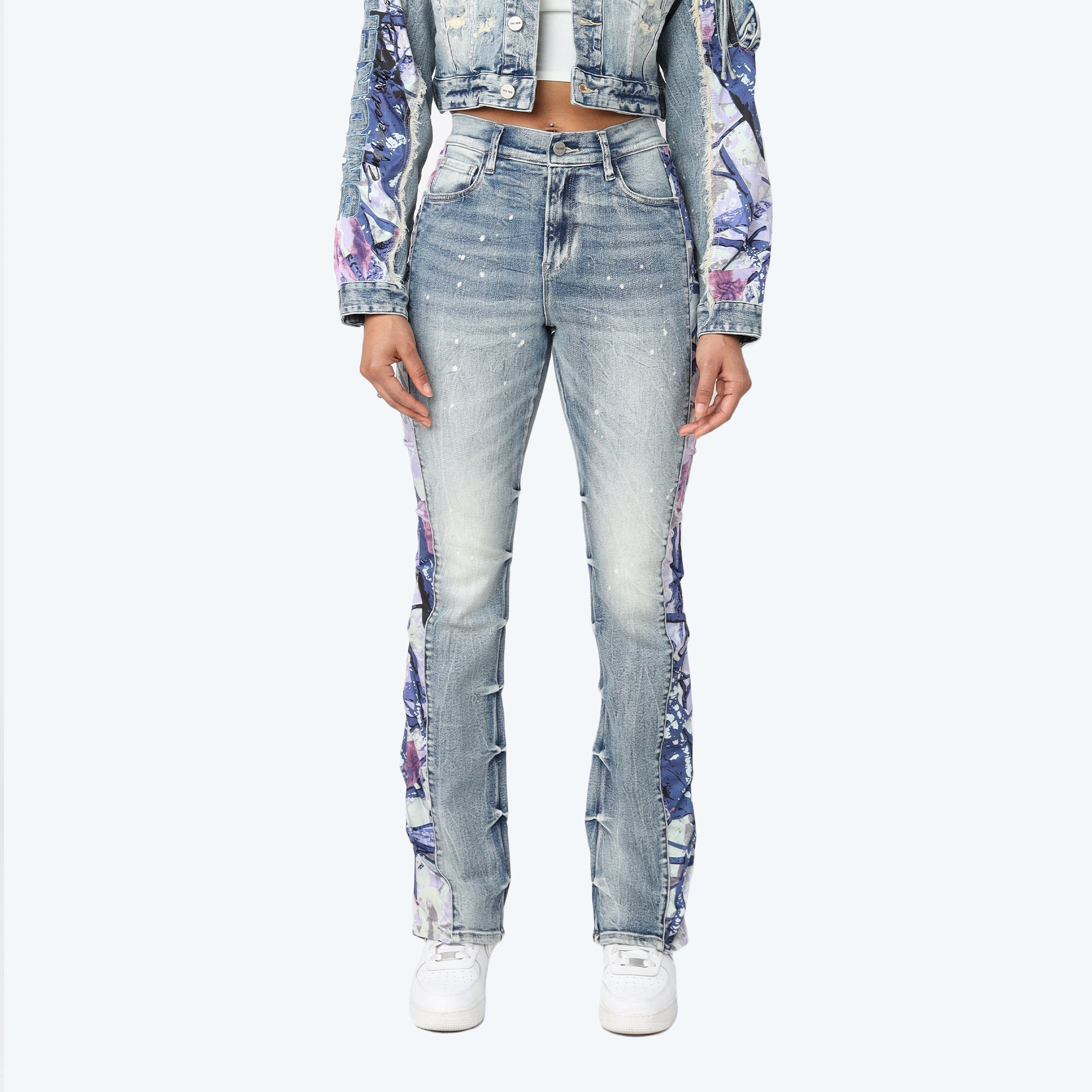 High Rise Bootcut Stacked Mixed Media Jeans