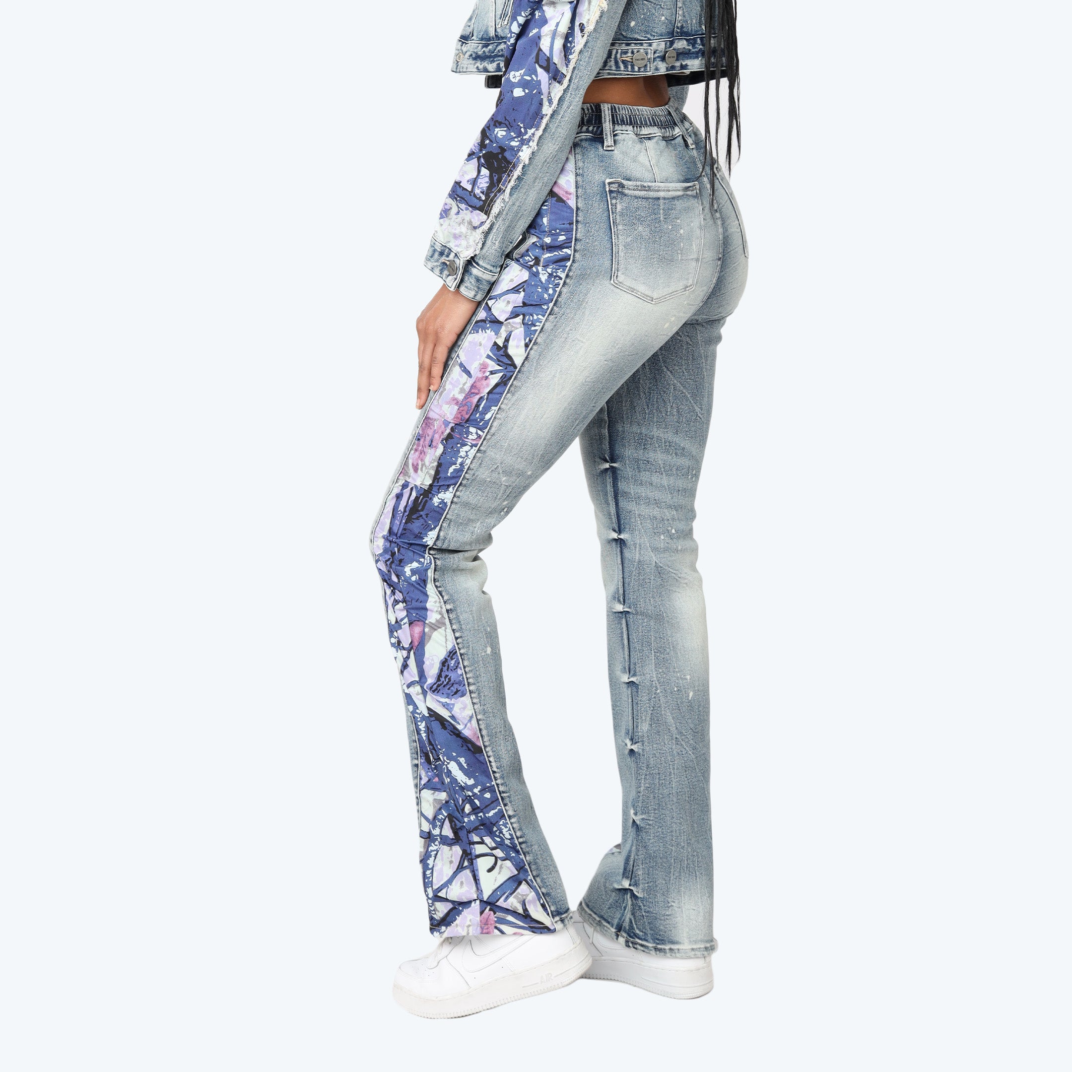 High Rise Bootcut Stacked Mixed Media Jeans