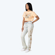 High Rise Bootcut Stacked Side Tapestry Jeans