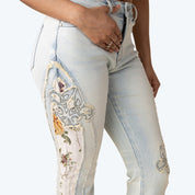 High Rise Bootcut Stacked Side Tapestry Jeans