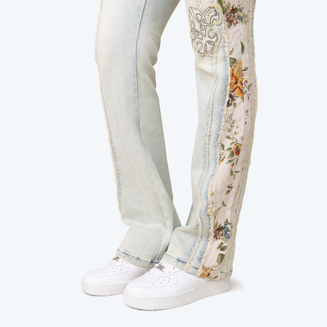 High Rise Bootcut Stacked Side Tapestry Jeans