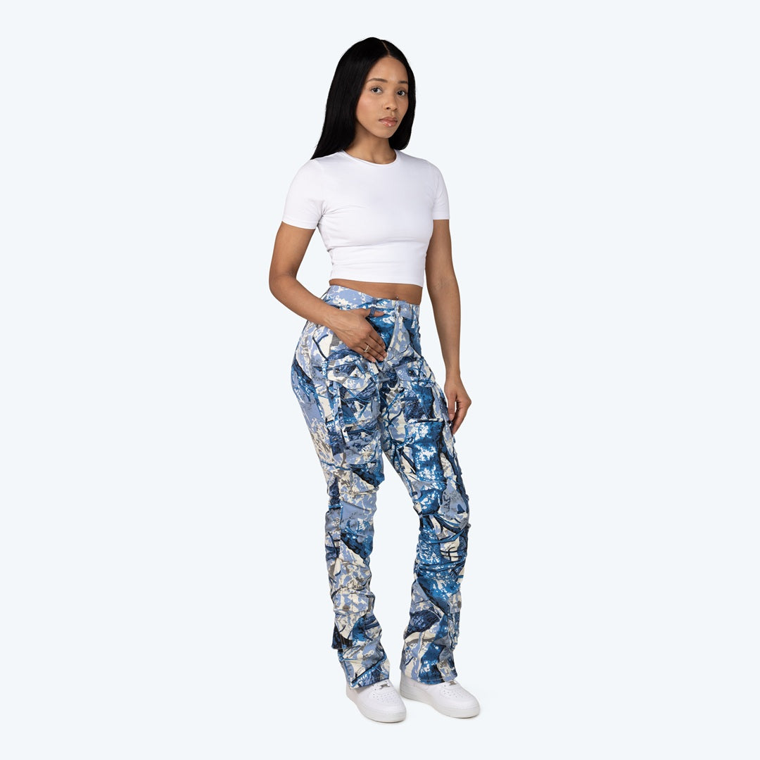 High Rise Bootcut Stacked Utility Twill Pants