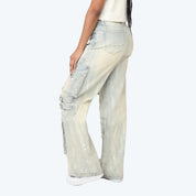 High Rise Wide Leg Multi Pocket Jeans