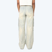 High Rise Wide Leg Multi Pocket Jeans