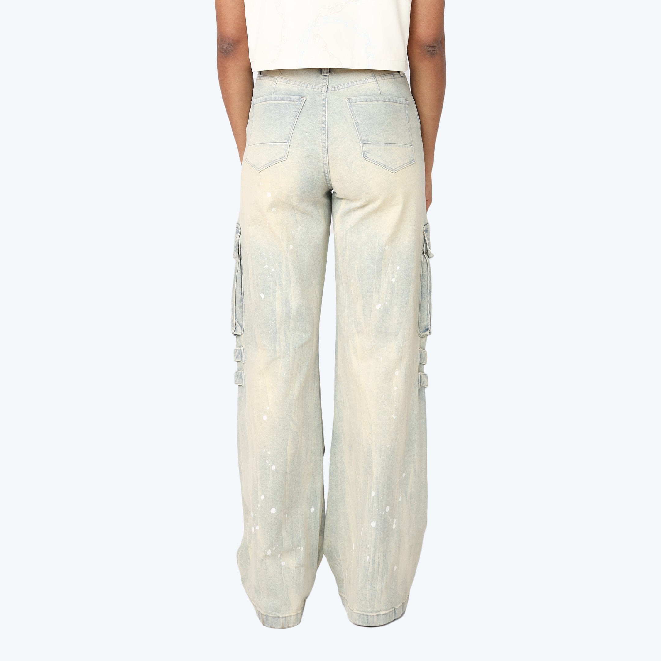 High Rise Wide Leg Multi Pocket Jeans