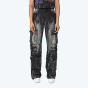 High Rise Wide Leg Multi Pocket Jeans