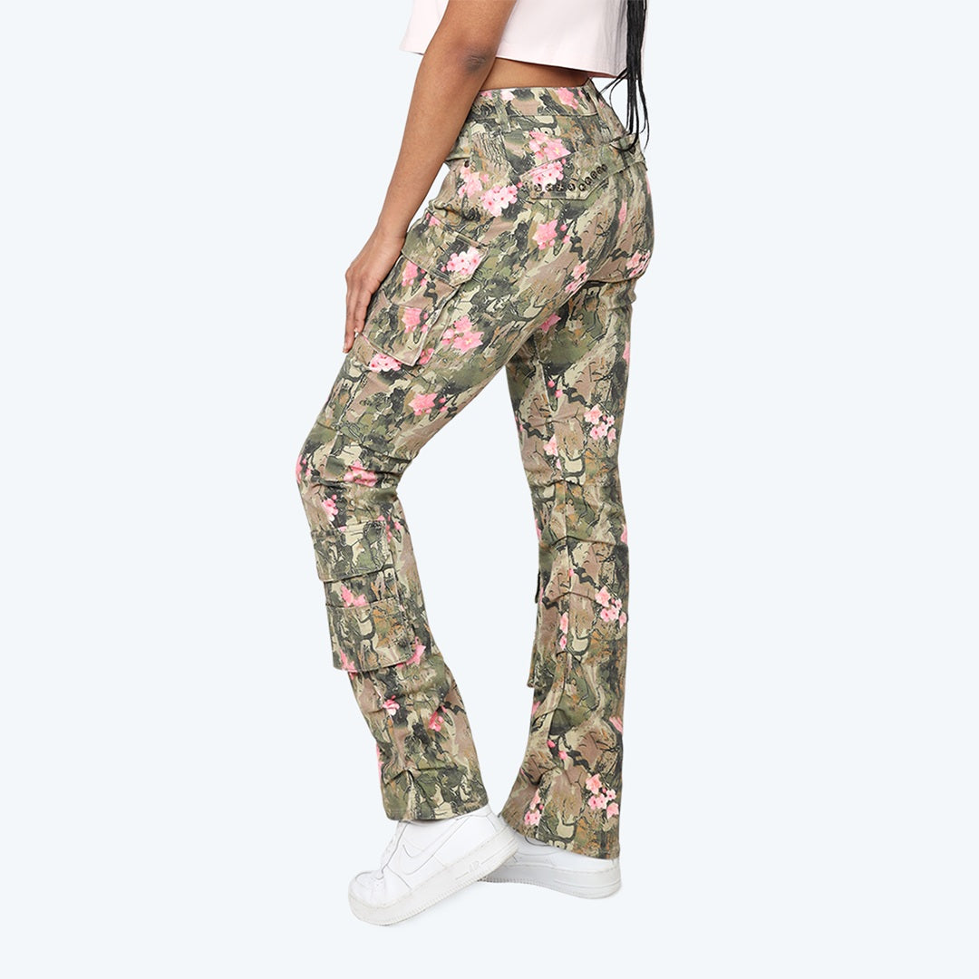 Mid Rise Side Pinched Stacked Twill Pants
