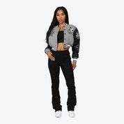 Varsity Cropped Fit Jacket - Heather Grey