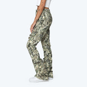 High Rise Stacked Pants - Khaki Bark Camo