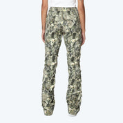 High Rise Stacked Pants - Khaki Bark Camo