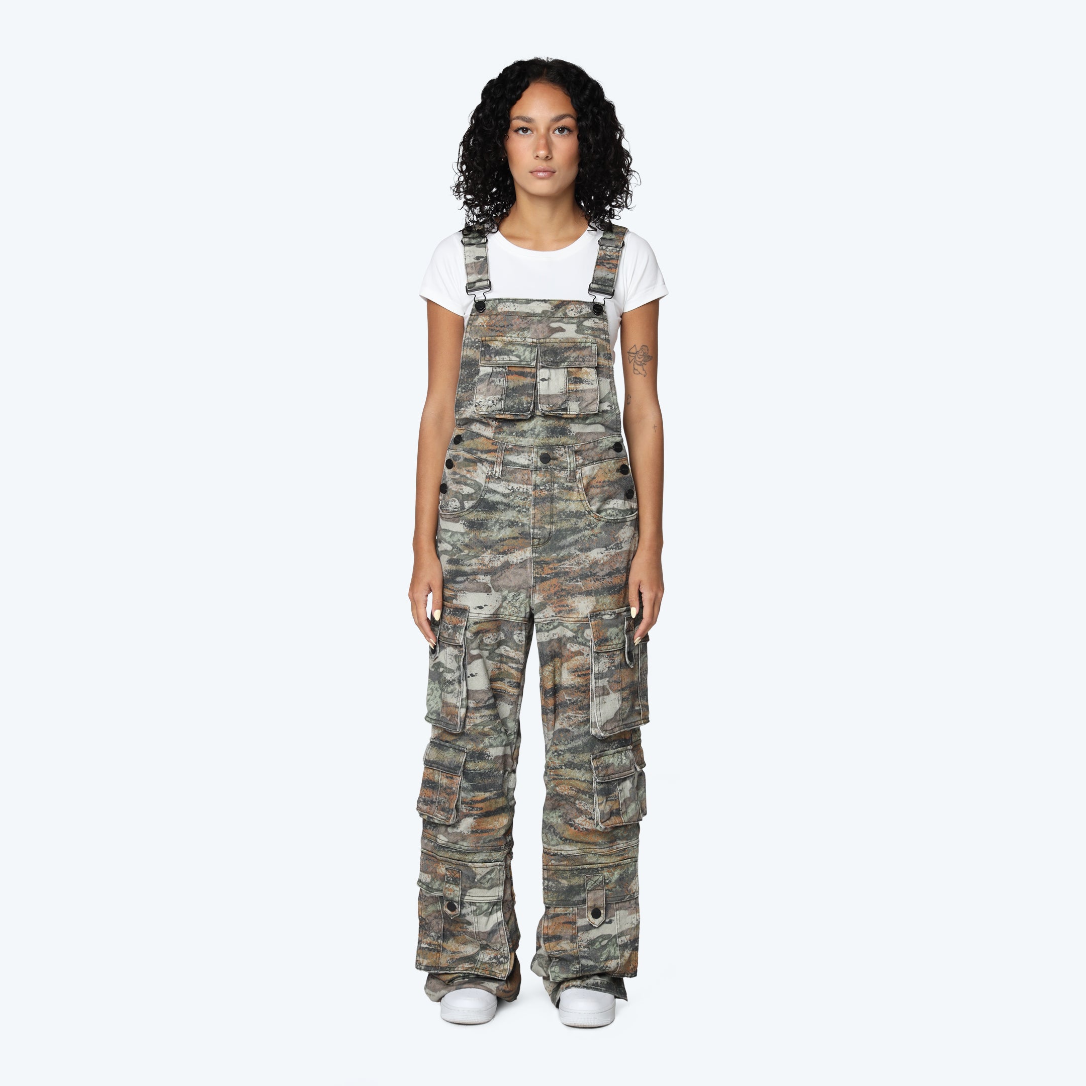 Wide Leg Overalls - Tiger Camo