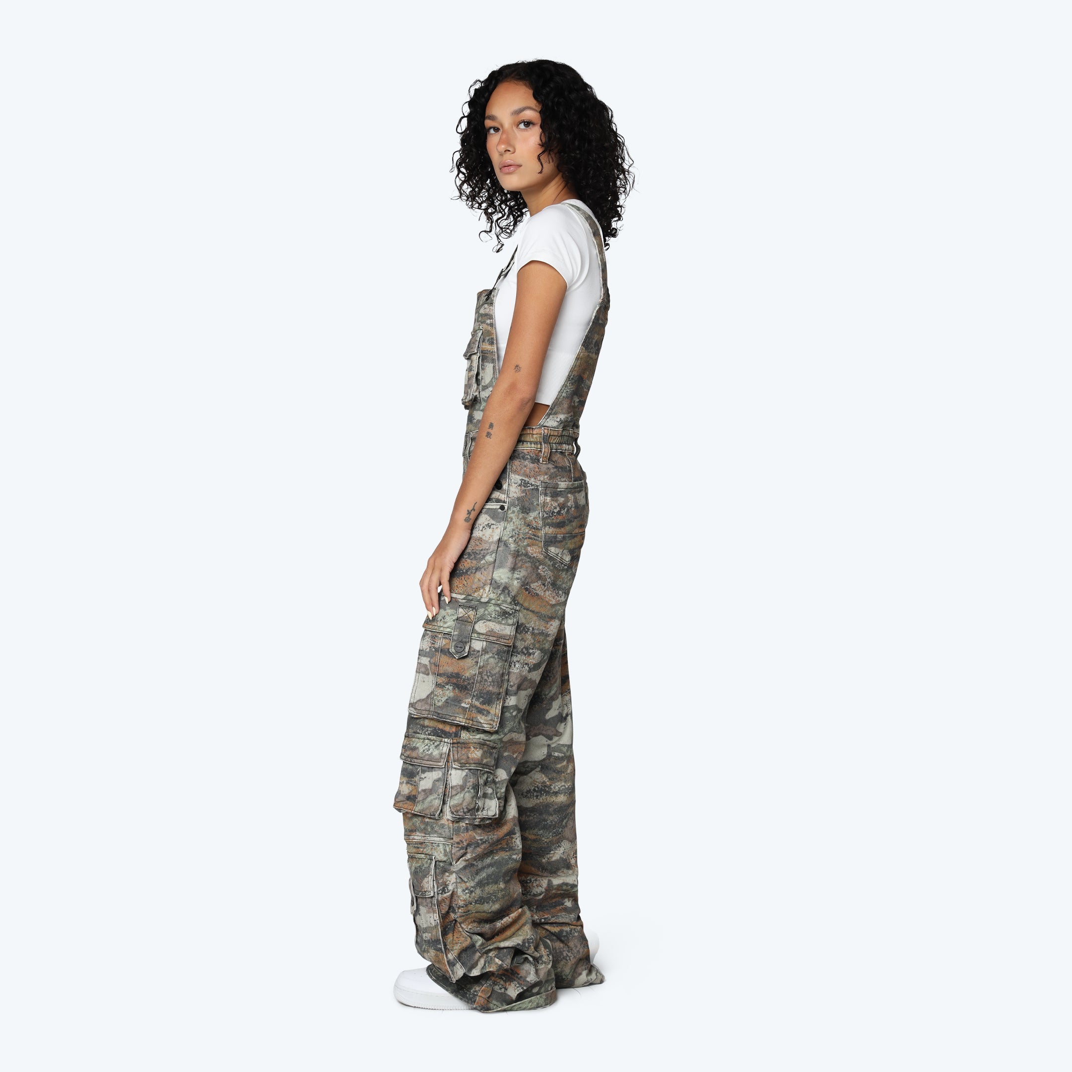Wide Leg Overalls - Tiger Camo