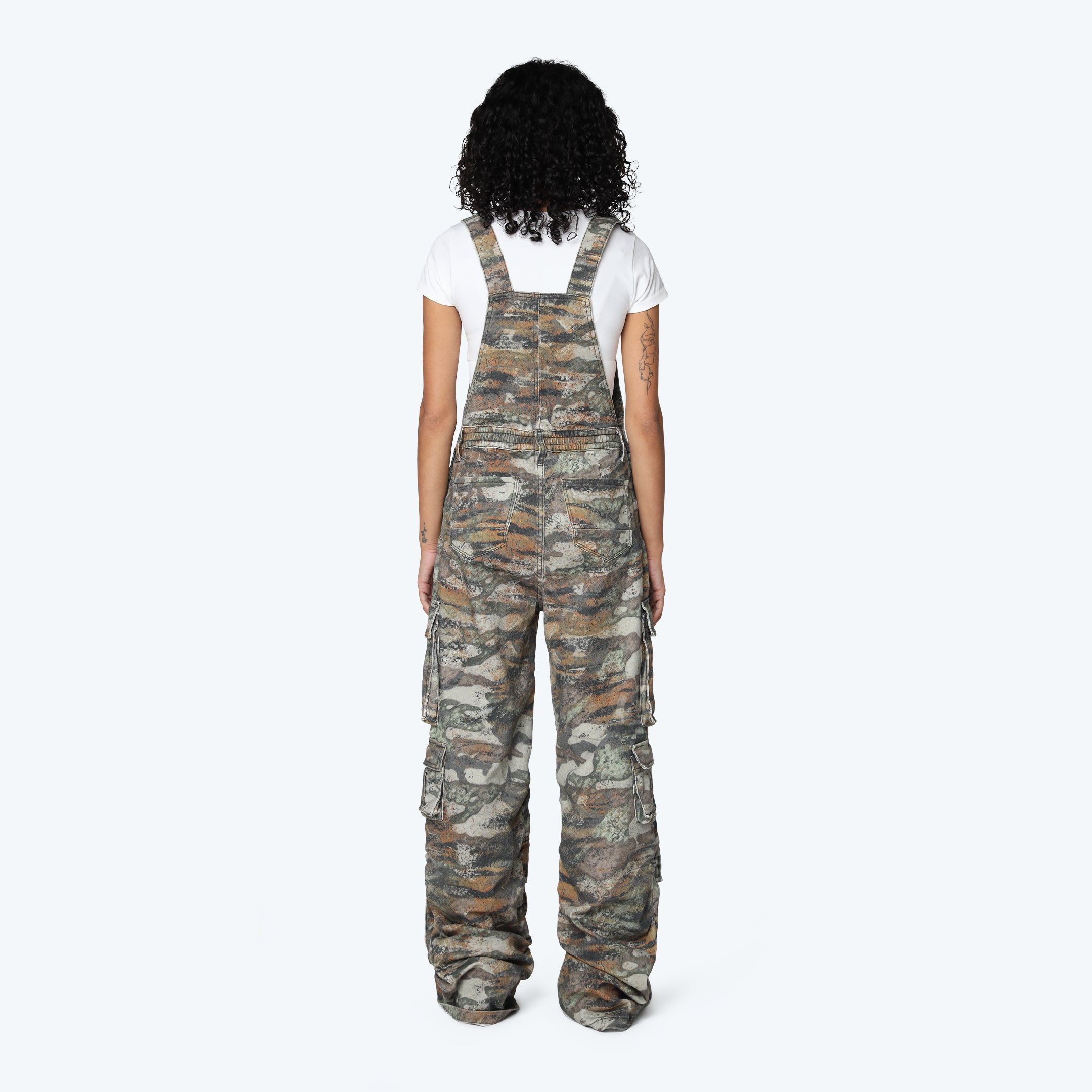 Wide Leg Overalls - Tiger Camo