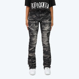 High Rise Stacked Cargo Jeans - Gail Black