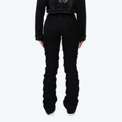 Mid Rise Side Pinched Stacked Jeans - Dorset Black