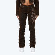 Mid Rise Side Pinched Stacked Jeans - Dorset Blue