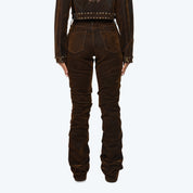 Mid Rise Side Pinched Stacked Jeans - Dorset Blue