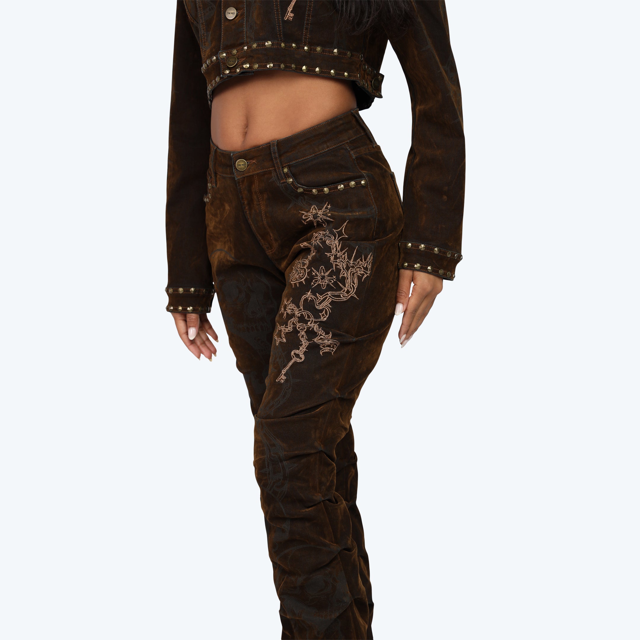 Mid Rise Side Pinched Stacked Jeans - Dorset Blue