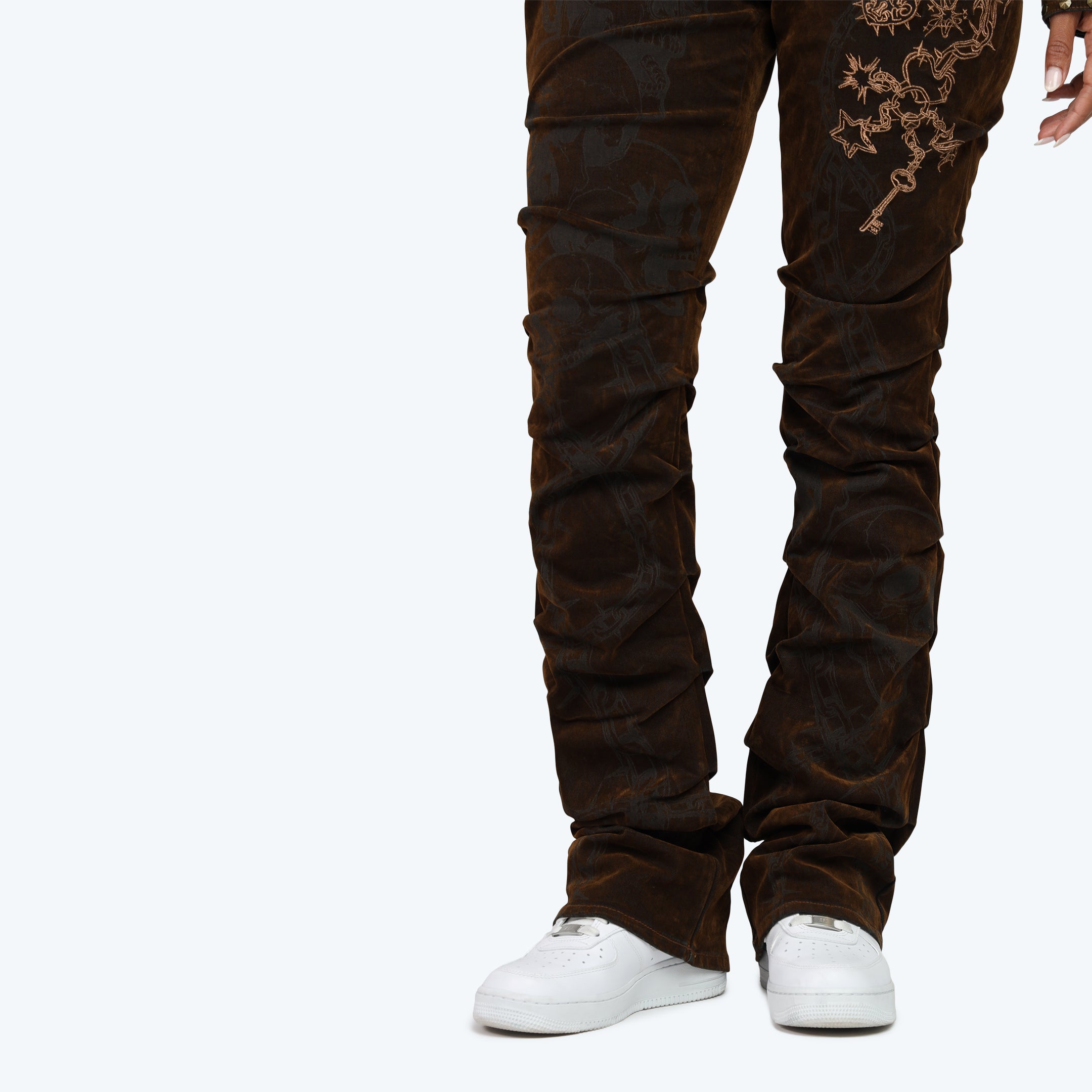 Mid Rise Side Pinched Stacked Jeans - Dorset Blue