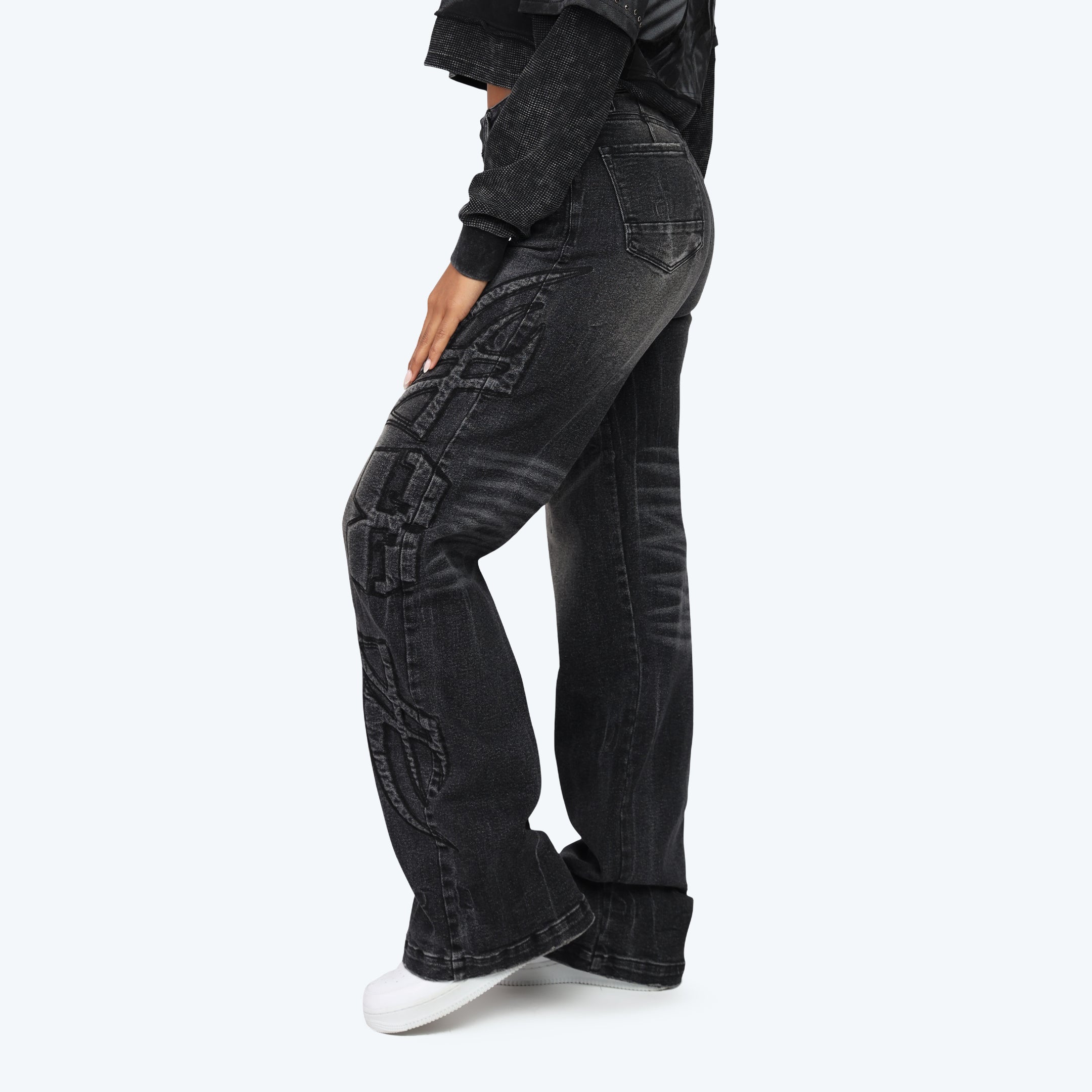 High Rise Wide Leg Jeans - Willow Black