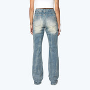 High Rise Stacked Rhinestone Jeans - Georgia Blue