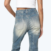 High Rise Stacked Rhinestone Jeans - Georgia Blue