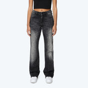 High Rise Stacked Rhinestone Jeans - Lasso Grey