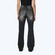 High Rise Stacked Rhinestone Jeans - Lasso Grey