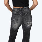 High Rise Stacked Rhinestone Jeans - Lasso Grey