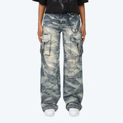 High Rise Wide Leg Chain Jeans - Blue Toast