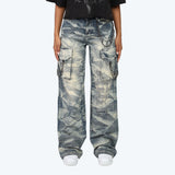 High Rise Wide Leg Chain Jeans - Blue Toast
