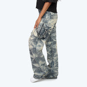 High Rise Wide Leg Chain Jeans - Blue Toast