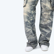 High Rise Wide Leg Chain Jeans - Blue Toast