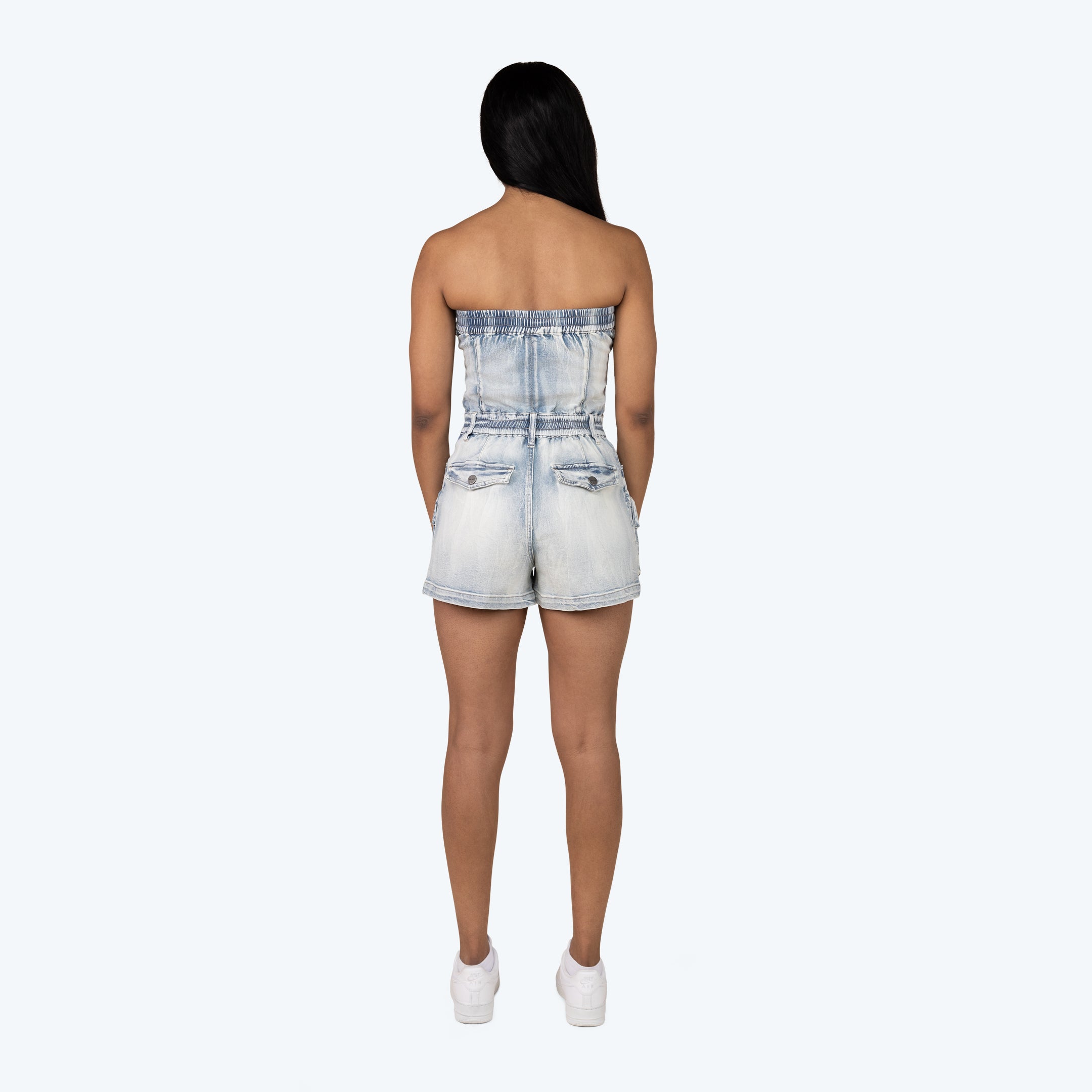 Tube Top Utility Denim Romper