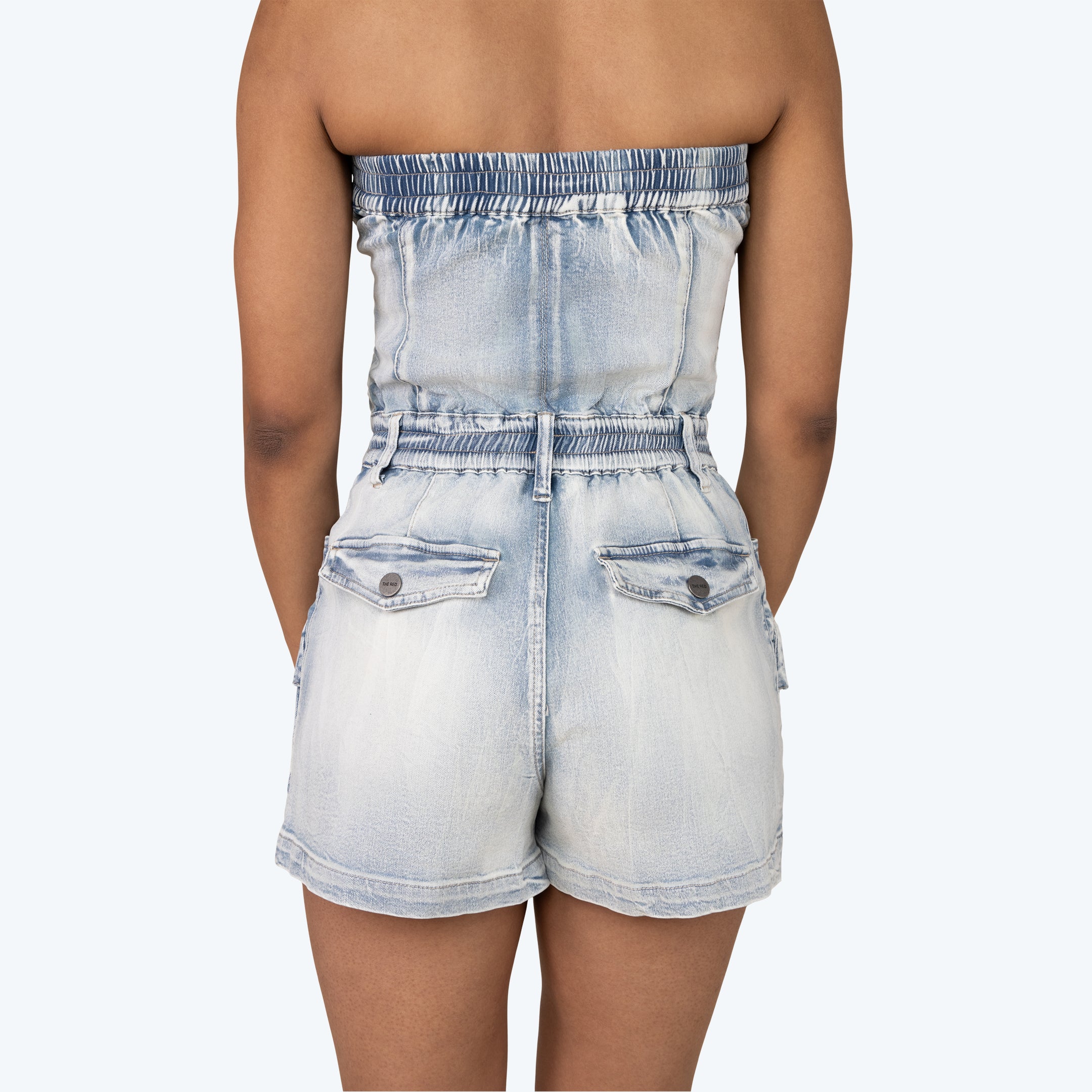 Tube Top Utility Denim Romper