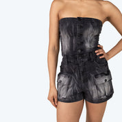 Tube Top Utility Denim Romper