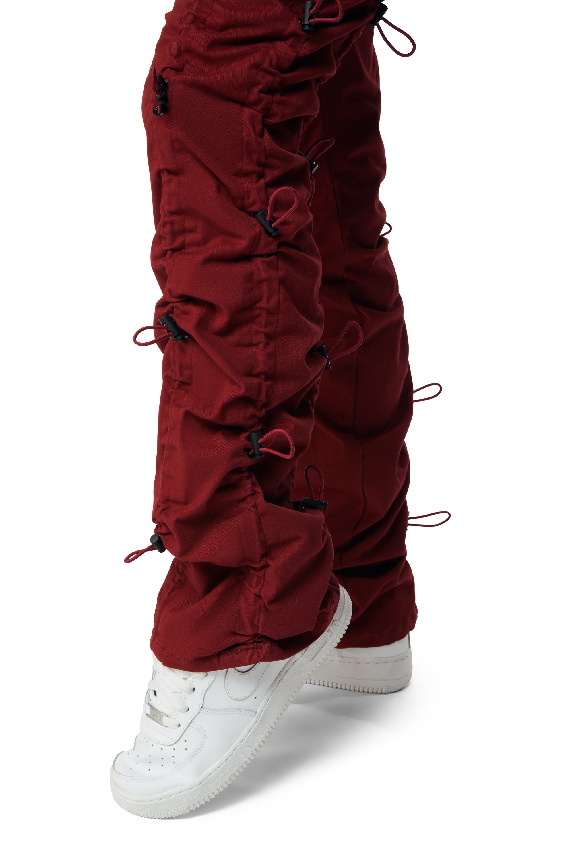 High Rise Multi Bungee Stacked Twill Pants - True Red